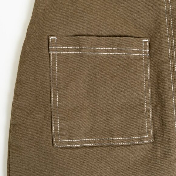 Oak + Fort Mini Skirt Khaki Contrast Stitch Twill - Picture 7 of 13